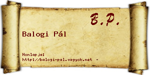 Balogi Pál névjegykártya